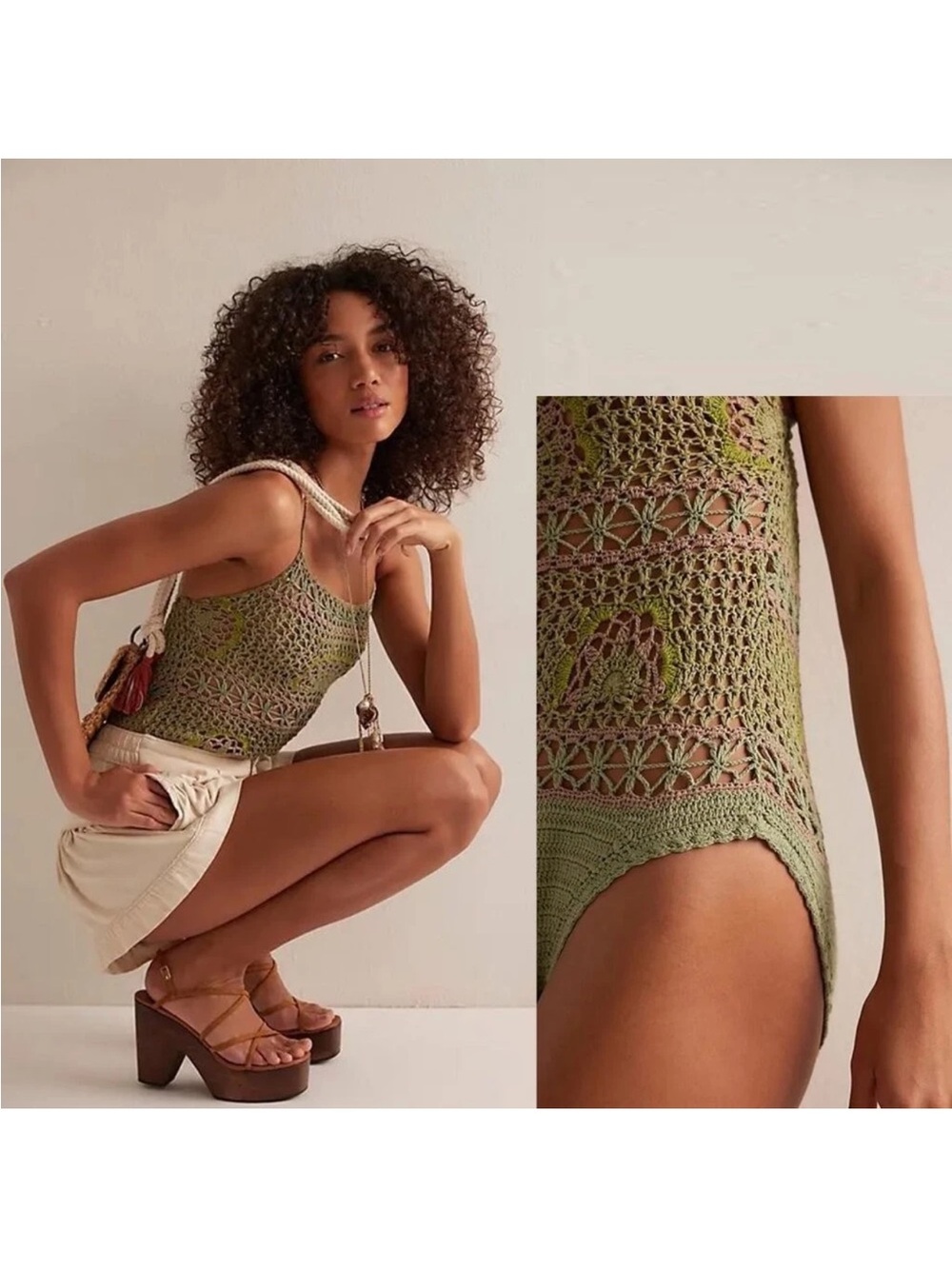 Free People Crushin' In Crochet Bodysuit  NWT size Med retail $228